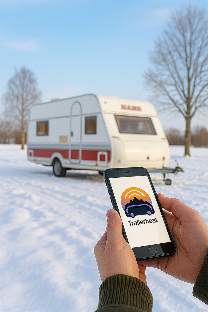 Trailerheat kabe i vinterlandskap